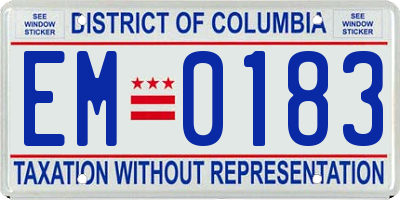 DC license plate EM0183