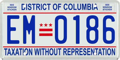 DC license plate EM0186