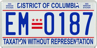 DC license plate EM0187
