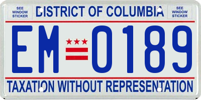 DC license plate EM0189