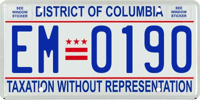 DC license plate EM0190