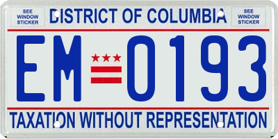 DC license plate EM0193