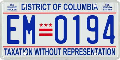 DC license plate EM0194