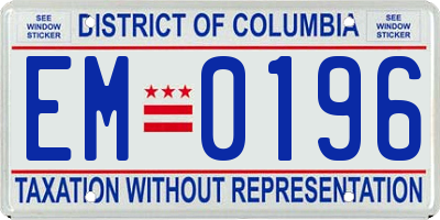 DC license plate EM0196