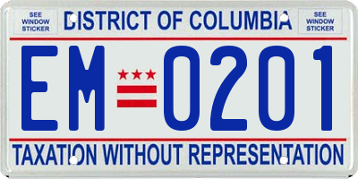 DC license plate EM0201