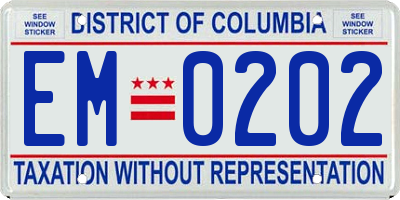 DC license plate EM0202