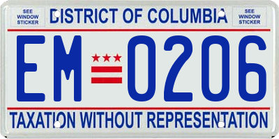 DC license plate EM0206