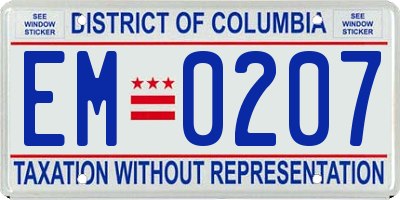 DC license plate EM0207