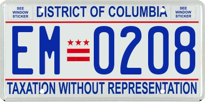 DC license plate EM0208