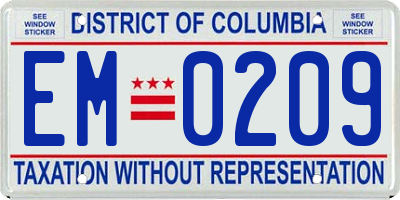 DC license plate EM0209
