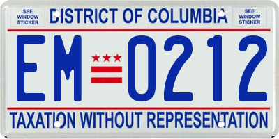 DC license plate EM0212