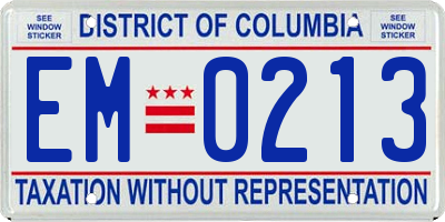 DC license plate EM0213