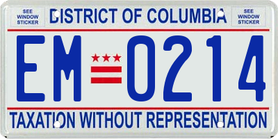 DC license plate EM0214
