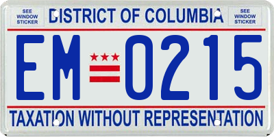 DC license plate EM0215
