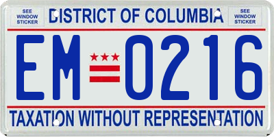 DC license plate EM0216