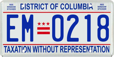 DC license plate EM0218