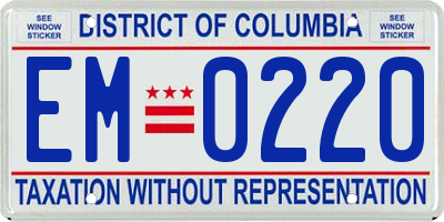DC license plate EM0220