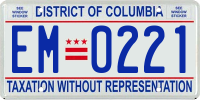 DC license plate EM0221