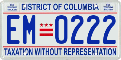 DC license plate EM0222