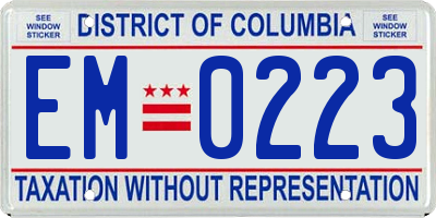 DC license plate EM0223