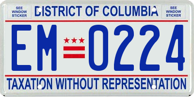 DC license plate EM0224