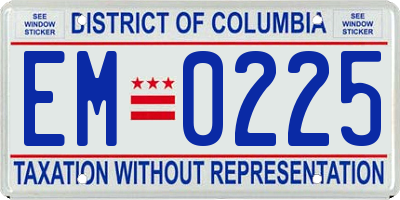 DC license plate EM0225