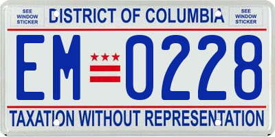 DC license plate EM0228
