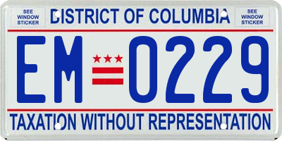 DC license plate EM0229