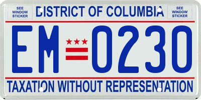 DC license plate EM0230