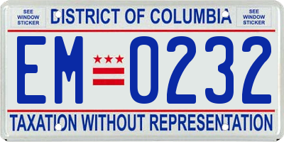 DC license plate EM0232
