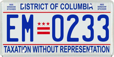 DC license plate EM0233