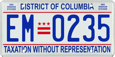 DC license plate EM0235