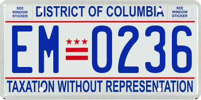 DC license plate EM0236