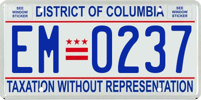 DC license plate EM0237