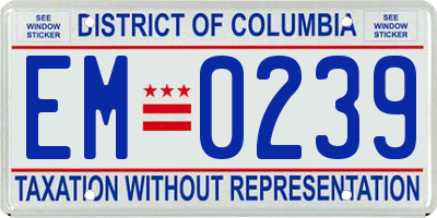 DC license plate EM0239