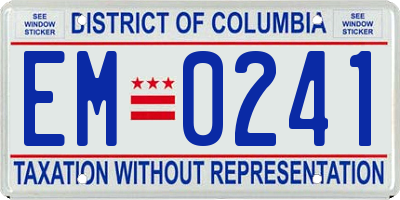 DC license plate EM0241