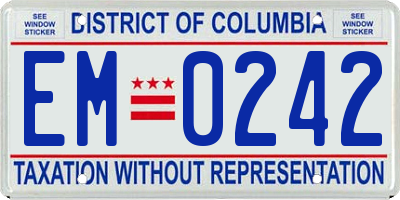 DC license plate EM0242