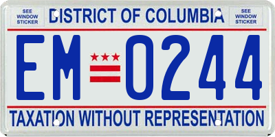 DC license plate EM0244