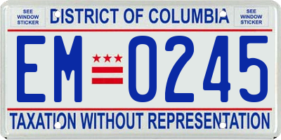 DC license plate EM0245