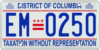 DC license plate EM0250