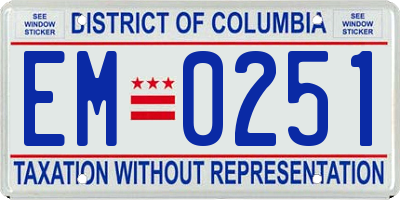 DC license plate EM0251