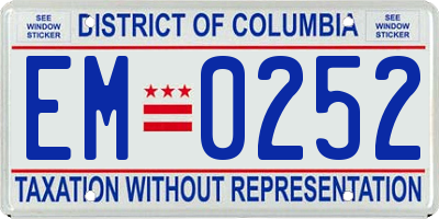 DC license plate EM0252