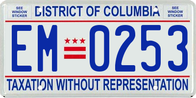 DC license plate EM0253