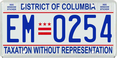 DC license plate EM0254