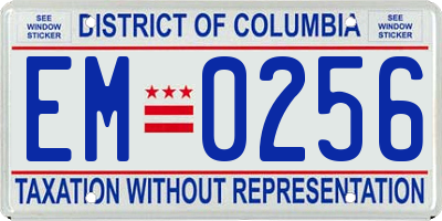 DC license plate EM0256