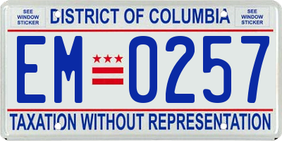 DC license plate EM0257
