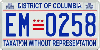 DC license plate EM0258