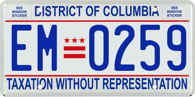 DC license plate EM0259