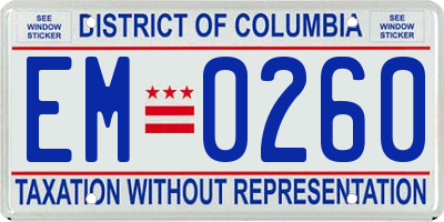 DC license plate EM0260