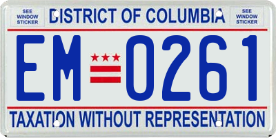 DC license plate EM0261